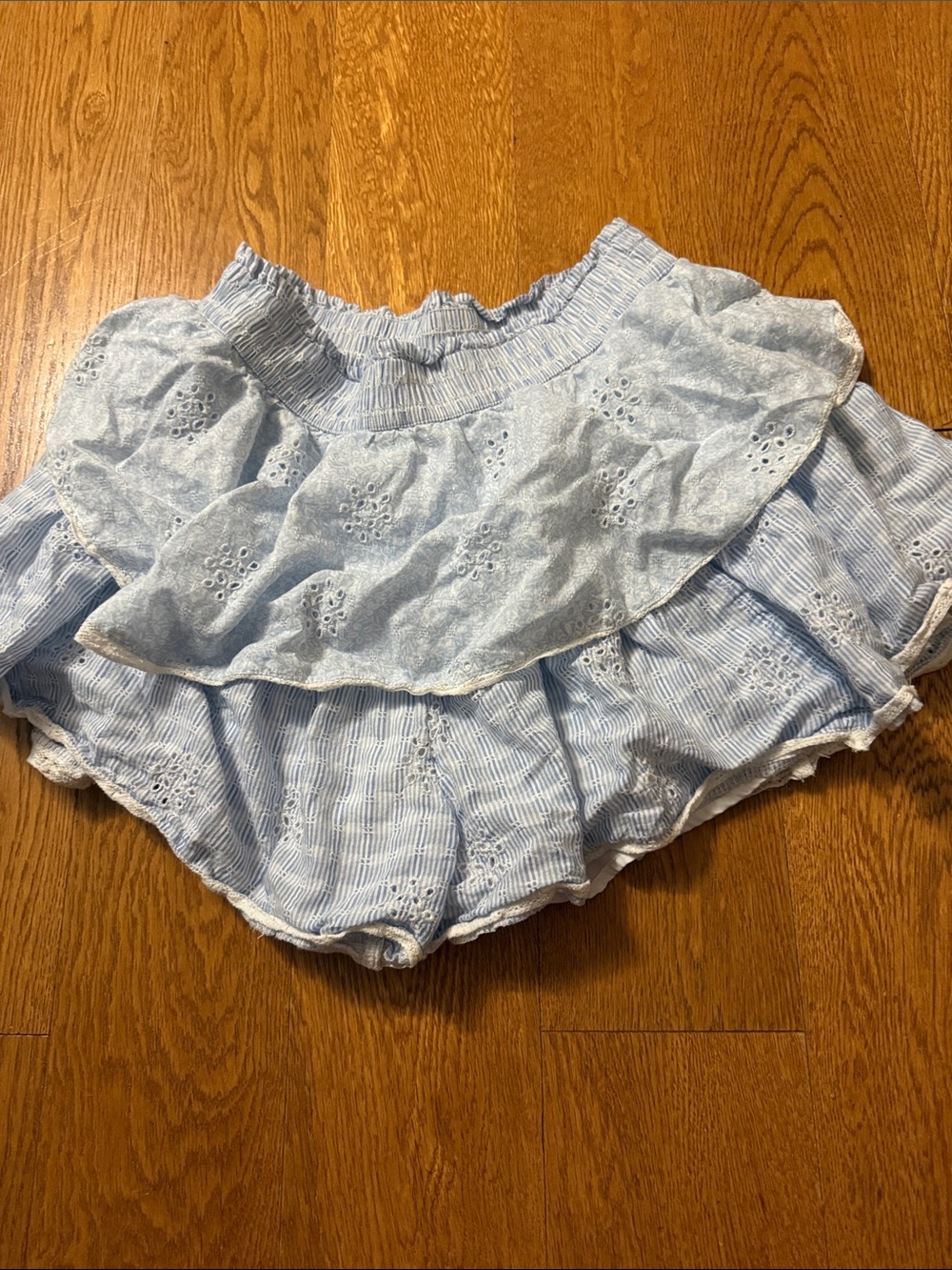 American Eagle Outfitters Light Blue Eyelet Ruffle Skort